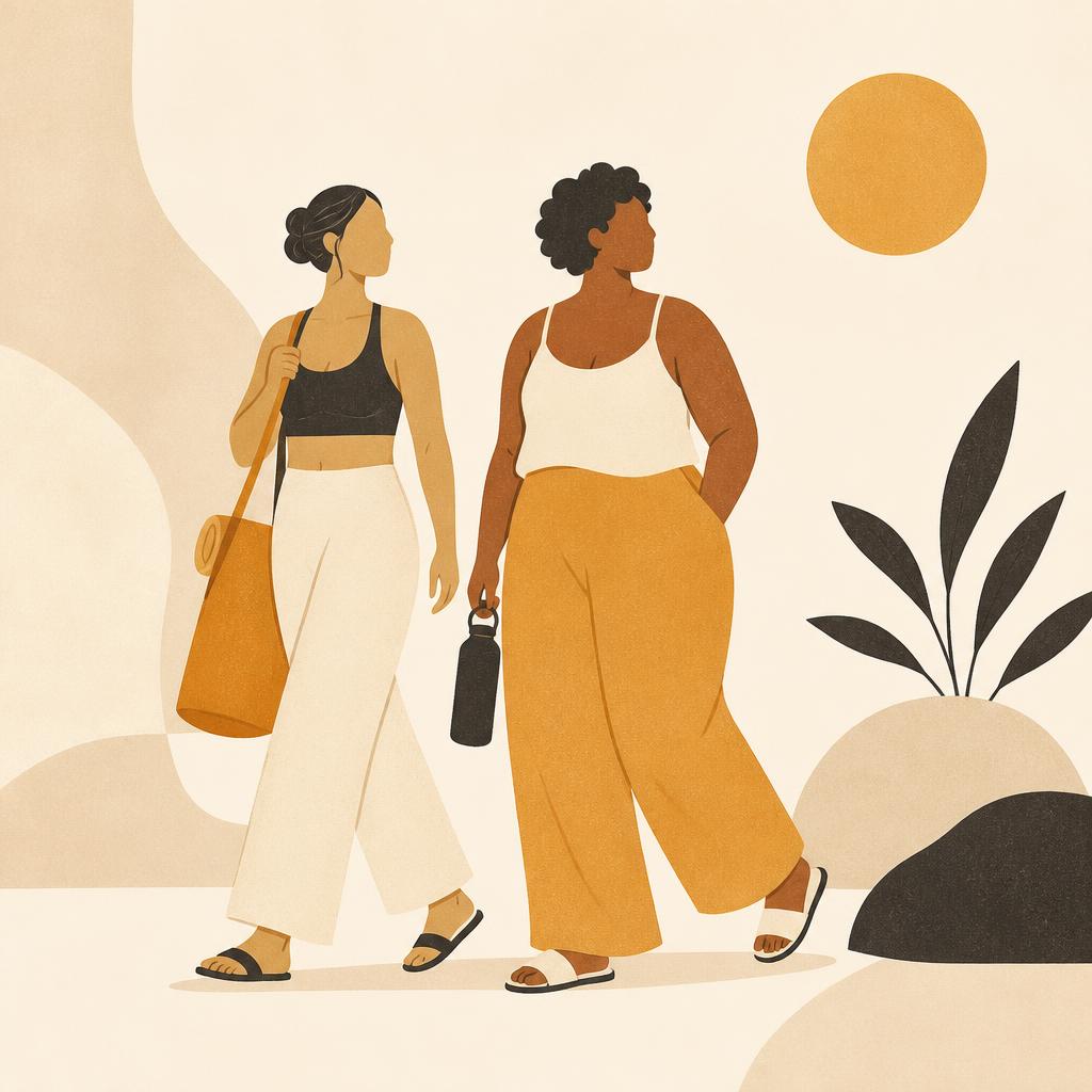 Illustration of two partners of different backgrounds walking side by side